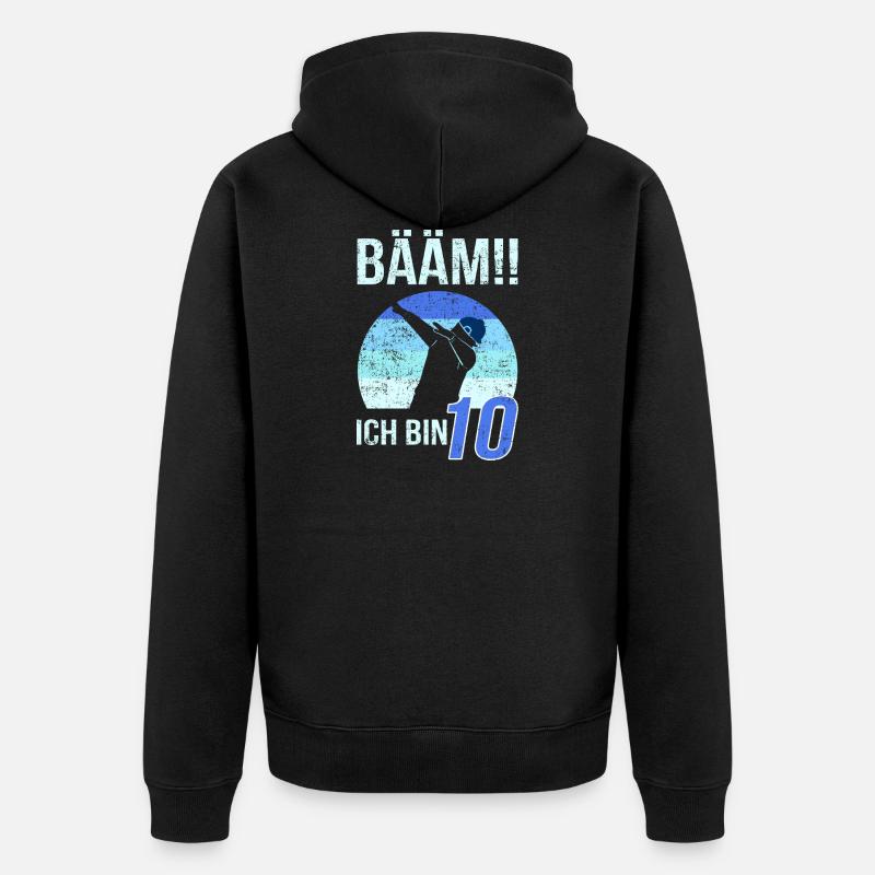 Bääm Ich Bin 10 Jahre Geburtstag Feiern - Unisex Premium Bio Zip Hoodie - Schwarz