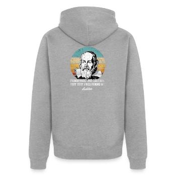 Thunderbolt lightning Galileo philosophe physique - Veste à capuche bio Premium Unisexe - gris chiné - Dos - Nico (187cm)