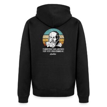 Thunderbolt lightning Galileo Philosoph Physik - Unisex Premium Bio Zip Hoodie - Schwarz - Hinten - Nico (187cm)