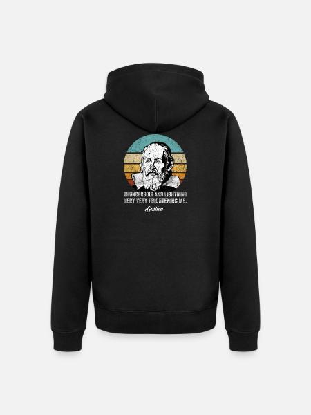Thunderbolt lightning Galileo Philosopher Physics - Unisex Premium Organic Zip Hoodie - black