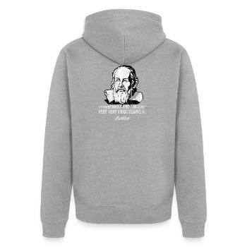 Thunderbolt lightning Galileo philosophe physique - Veste à capuche bio Premium Unisexe - gris chiné - Dos - Nico (187cm)