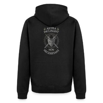 Templer Schild & Schwerter Astra Inclinant Non Neces - Unisex Premium Bio Zip Hoodie - Schwarz - Hinten - Nico (187cm)