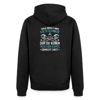 Kältetechniker Geschenk Klimatechniker - Unisex Premium Bio Zip Hoodie - Schwarz - Hinten - Nico (187cm)