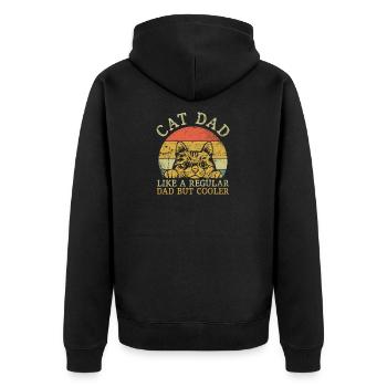 Cat Dad Katzen Papa - Unisex Premium Bio Zip Hoodie - Schwarz - Hinten - Nico (187cm)