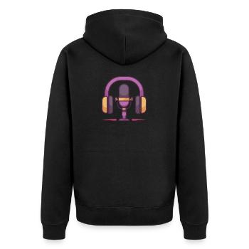 Microphone and Headphones Set - Unisex Premium Organic Zip Hoodie - black - Back - Nico (187cm)