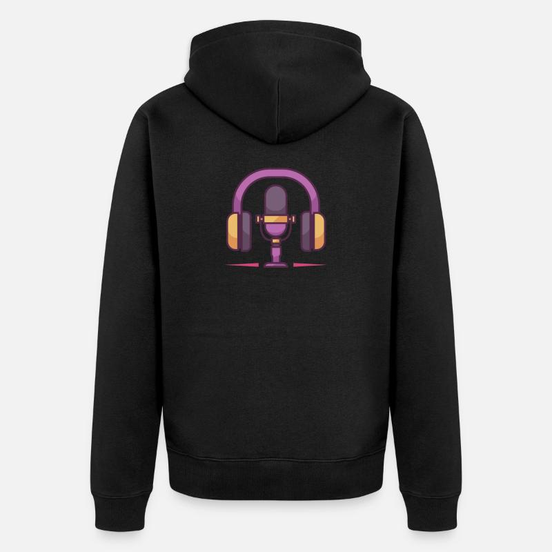 Mikrofon- und Kopfhörerset - Unisex Premium Bio Zip Hoodie - Schwarz