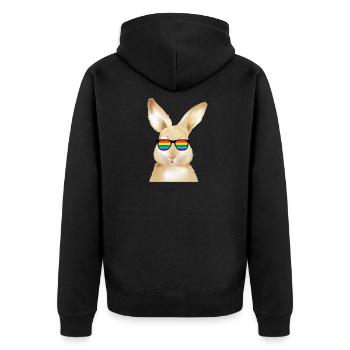 Osterhase Ostern Geschenk - Lustiger Hase Pride - Unisex Premium Bio Zip Hoodie - Schwarz - Hinten - Nico (187cm)