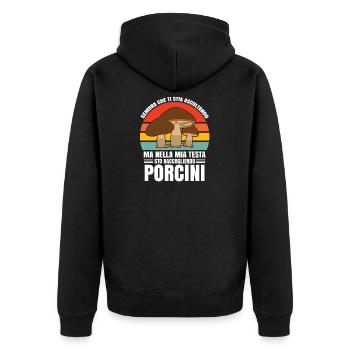 Raccoglitore Di Funghi - Funghi Porcini Micologo - Unisex Premium Bio Zip Hoodie - Schwarz - Hinten - Nico (187cm)
