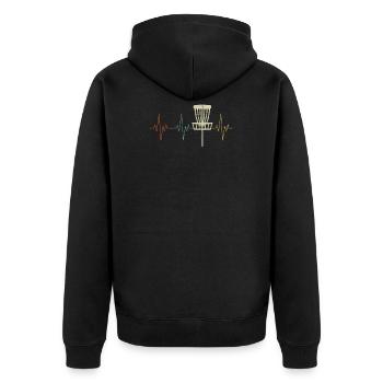 Retro Disc Golf Heartbeat Funny Disc Golf Outdoor - Unisex Premium Bio Zip Hoodie - Schwarz - Hinten - Nico (187cm)