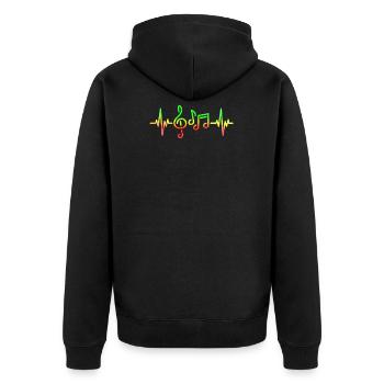 Reggae Music Heartbeat Jamaica Rasta Funny Music - Unisex Premium Bio Zip Hoodie - Schwarz - Hinten - Nico (187cm)