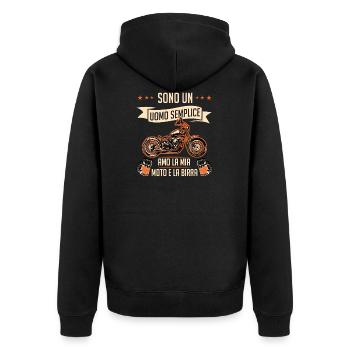 Moto Birra Divertente Motociclistico Motociclisti - Unisex Premium Bio Zip Hoodie - Schwarz - Hinten - Nico (187cm)