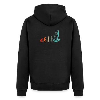 Windsurfer Retro Surfer Windsurfen Evolution - Unisex Premium Bio Zip Hoodie - Schwarz - Hinten - Nico (187cm)