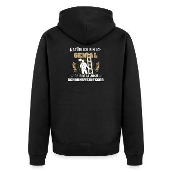 Schornsteinfeger Kaminkehrer Geschenk - Unisex Premium Bio Zip Hoodie - Schwarz - Hinten - Nico (187cm)