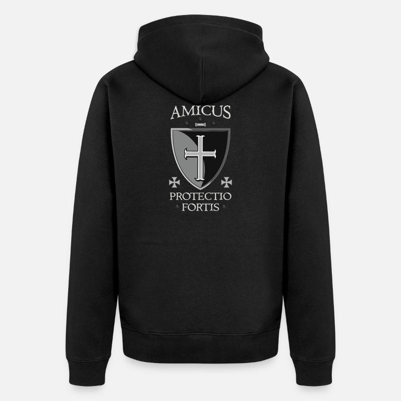 Templar Shield + Amicus Protectio Fortis - Ekologisk premiumluvjack unisex - svart