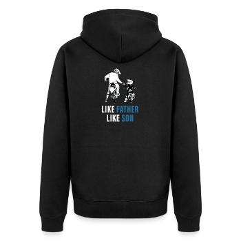 Motocross Vater und Sohn Fahrrad Motorrad Sohn Bik - Unisex Premium Bio Zip Hoodie - Schwarz - Hinten - Nico (187cm)
