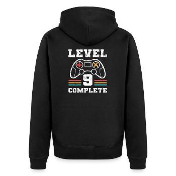 Birthday Level 9 Complete Gaming Controller - Unisex Premium Organic Zip Hoodie - black - Back - Nico (187cm)