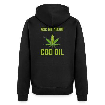 Ask About Me CBD Oil Cannabis Cannabis Leaf - Unisex Premium Organic Zip Hoodie - black - Back - Nico (187cm)
