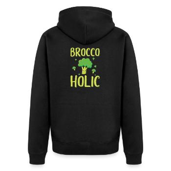 Broccoli Vegetables | Vegan Vegetarian Cook Gift - Unisex Premium Organic Zip Hoodie - black - Back - Nico (187cm)