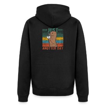 just anotter day otter coffee office retro gift - Unisex Premium Organic Zip Hoodie - black - Back - Nico (187cm)