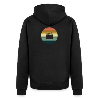 Clapperboard director vintage action gift idea - Unisex Premium Organic Zip Hoodie - black - Back - Nico (187cm)