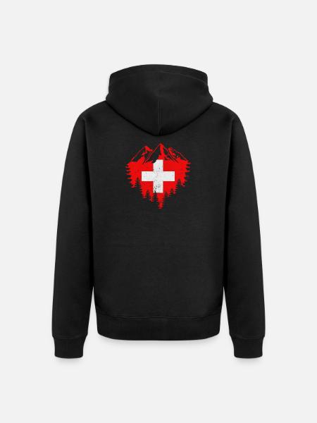 Schweiz Berge - Unisex Premium Bio Zip Hoodie - Schwarz
