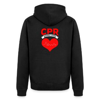 CPR Instructor rettet Leben Herzreanimation - Unisex Premium Bio Zip Hoodie - Schwarz - Hinten - Nico (187cm)