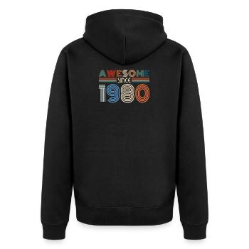 Awesome since 1980 Retro Jahrgang Geschenk - Unisex Premium Bio Zip Hoodie - Schwarz - Hinten - Nico (187cm)