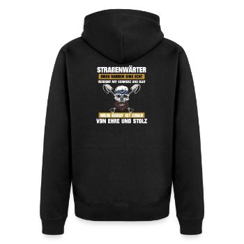 Straßenwärter Straßenbauer Narben sind echt - Unisex Premium Bio Zip Hoodie - Schwarz - Hinten - Nico (187cm)