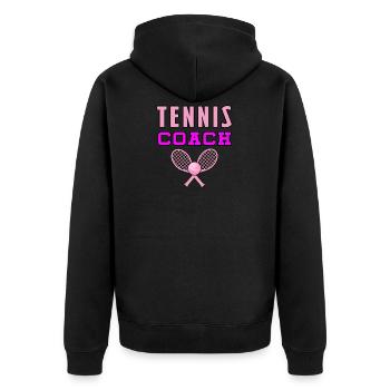 Tennis Coach - Unisex Premium Bio Zip Hoodie - Schwarz - Hinten - Nico (187cm)