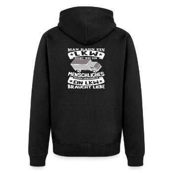 Lastwagenfahrer Geschenk LKW Papa Lastkraftwagen - Unisex Premium Bio Zip Hoodie - Schwarz - Hinten - Nico (187cm)