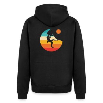 Climbing climbing climber mountain boulder - Unisex Premium Organic Zip Hoodie - black - Back - Nico (187cm)