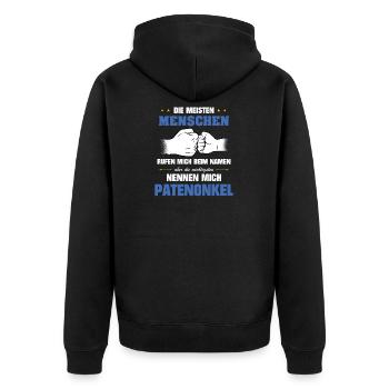 Patenonkel Die meisten nennen mich beim Namen - Unisex Premium Bio Zip Hoodie - Schwarz - Hinten - Nico (187cm)