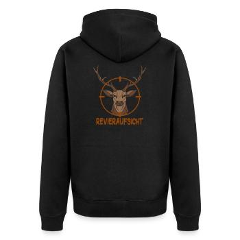 Revieraufsicht Jagd Spruch für Jäger Rotwild jagen - Unisex Premium Bio Zip Hoodie - Schwarz - Hinten - Nico (187cm)