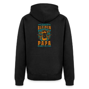 Locker bleiben Papa repariert das schon Heimwerker - Unisex Premium Bio Zip Hoodie - Schwarz - Hinten - Nico (187cm)