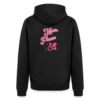 pacifier mom - Unisex Premium Organic Zip Hoodie - black - Back - Nico (187cm)