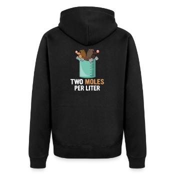 Two moles per liter scientist physicist - Unisex Premium Organic Zip Hoodie - black - Back - Nico (187cm)