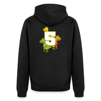 5 Jahre Geburtstags Dinos Jungs Saurier - Unisex Premium Bio Zip Hoodie - Schwarz - Hinten - Nico (187cm)