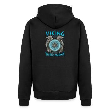 Guerrier nordique femelle de vierge bouclier viking mignon - Veste à capuche bio Premium Unisexe - noir - Dos - Nico (187cm)