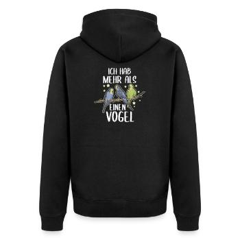 Ich hab mehr als einen Vogel Wellensittich - Unisex Premium Bio Zip Hoodie - Schwarz - Hinten - Nico (187cm)