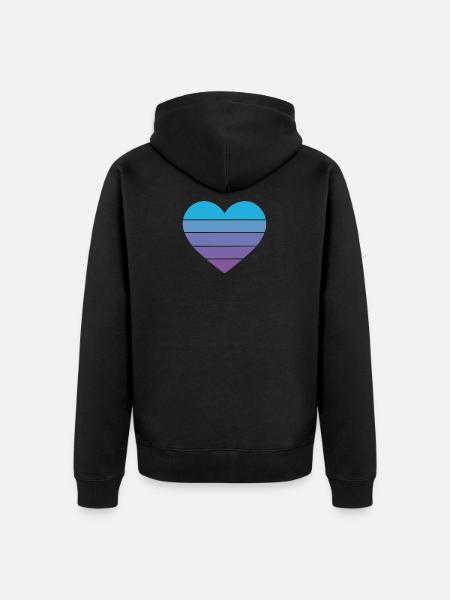 Heart retro blue purple - Unisex Premium Organic Zip Hoodie - black