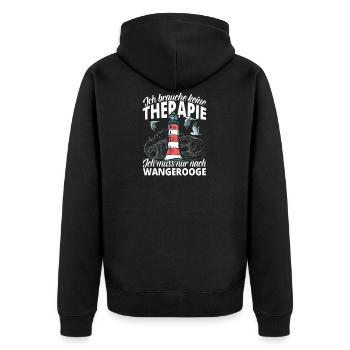 Keine Therapie Wangerooge Leuchtturm Geschenk - Unisex Premium Bio Zip Hoodie - Schwarz - Hinten - Nico (187cm)