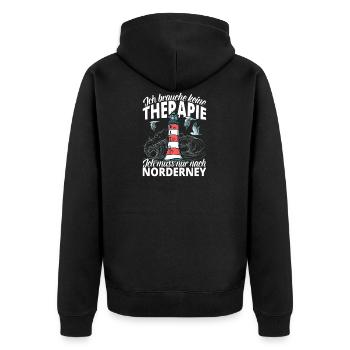 Keine Therapie Norderney Leuchtturm Geschenk - Unisex Premium Bio Zip Hoodie - Schwarz - Hinten - Nico (187cm)