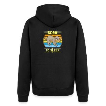 Faultier Lustig - Unisex Premium Bio Zip Hoodie - Schwarz - Hinten - Nico (187cm)
