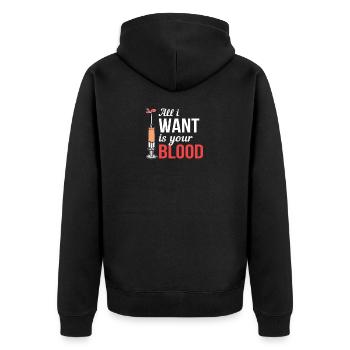 Blutspende Blutspender Krankenschwester Doktor - Unisex Premium Bio Zip Hoodie - Schwarz - Hinten - Nico (187cm)
