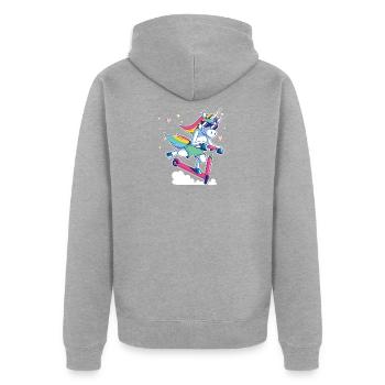 Cadeau de scooter licorne Kick Scooter - Veste à capuche bio Premium Unisexe - gris chiné - Dos - Nico (187cm)