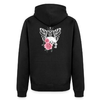 Nuit fleurs gothique goth crâne mort crâne punk - Veste à capuche bio Premium Unisexe - noir - Dos - Nico (187cm)