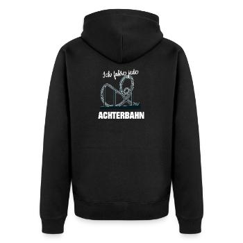 Achterbahn Ich fahre jede Achterbahn Geschenk - Unisex Premium Bio Zip Hoodie - Schwarz - Hinten - Nico (187cm)