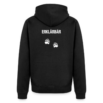 Erklärbär Lehrer Referendar Geschenk - Unisex Premium Bio Zip Hoodie - Schwarz - Hinten - Nico (187cm)