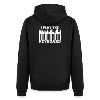 Je joue du clavier de piano pour pianiste ou claviériste - Veste à capuche bio Premium Unisexe - noir - Dos - Nico (187cm)