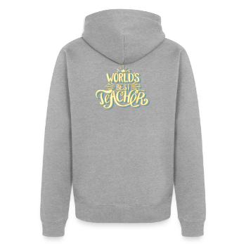 Worlds Best Teacher Best Teacher in the World - Unisex Premium Organic Zip Hoodie - heather grey - Back - Nico (187cm)